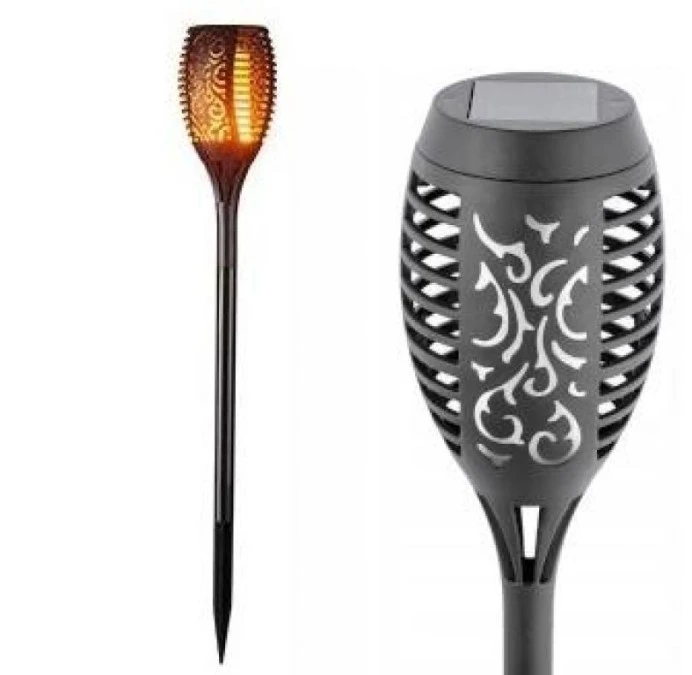 Lampa solarna LED 1,2W 30lm ogrodowa pochodnia, efekt płomienia, wbijana 51cm IP44