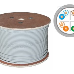Kabel F/UTP kat.6, teleinformatyczny, LSOH, B2ca „FireHardy” 4x2x23 AWG, 1Gb/s (10Gb/s do 55m), 450 MHz, gwarancja 25 lat, certyfikat INTERTEK ETL, szary, 500m – ALANTEC KIF6LSOH500B