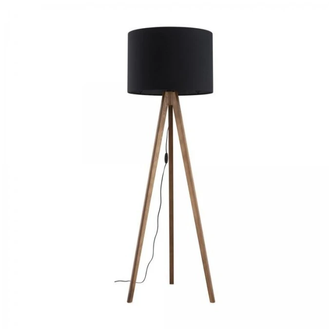 Lampa podłogowa z drewnianymi nogami i czarnym abażurem GRAND 16005 TK Lighting