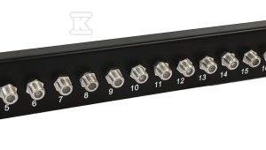 Panel krosowy z gniazdami typu F, wyposażony, 1U, 24 porty, 19″ ALANTEC PK001-RG