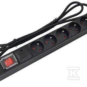 Listwa zasilająca 19″ 230V – 7 gniazd (typu E – CEE 7/5), z wyłącznikiem LED, z zabezpieczeniem przeciwprzeciążeniowym oraz przeciwprzepięciowym, kabel 1,8m CEE 7/7 ALANTEC PZ021 Listwa zasilająca 19″ 230V – 7 gniazd (typu E – CEE 7/5), z wyłącznikiem LED, z zabezpieczeniem przeciwprzeciążeniowym oraz przeciwprzepięciowym, kabel 1,8m CEE 7/7 ALANTEC PZ021