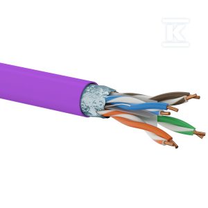 Kabel F/UTP kat.6, teleinformatyczny, LSOH, Dca 4x2x23 AWG, 1Gb/s (10Gb/s do 55m), 450 MHz, gwarancja 25 lat, certyfikat INTERTEK ETL, fioletowy, 500m – ALANTEC KIF6LSOH500PD