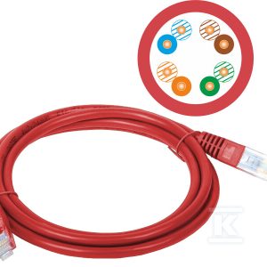 Patch-cord U/UTP kat.5e PVC 0.5m czerwony ALANTEC KKU5CZE0.5