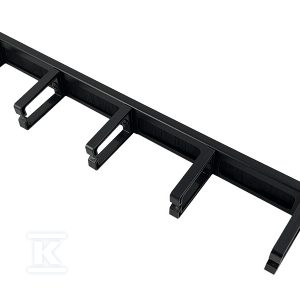 Organizator kabli 1U 19″ z przepustem szczotkowym, 5 plastikowych uchwytów, czarny ALANTEC PK048