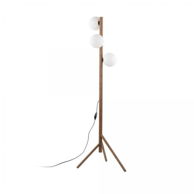 Lampa podłogowa z serii ESTERA WOOD, drewniany stelaż orzech, szklane klosze G9 16045 TK Lighting