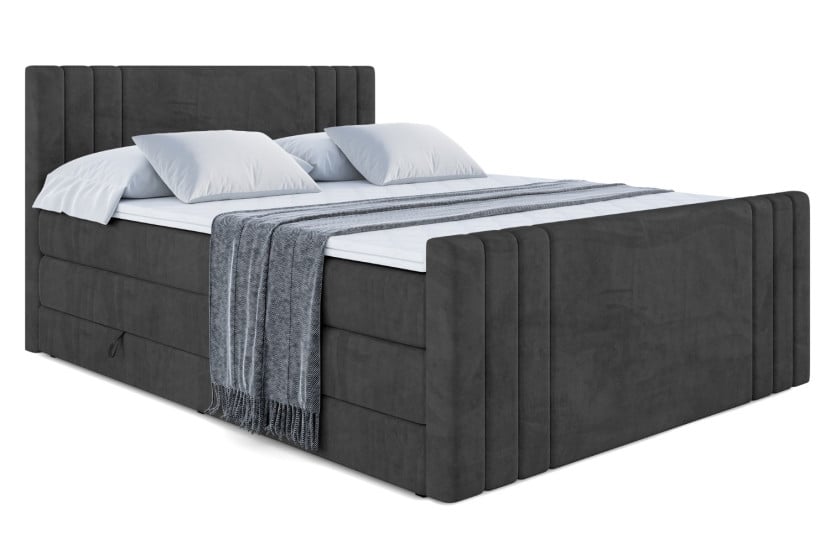 Łóżko kontynentalne z pojemnikiem i materacem H3|H4 IDRIKO-Z KING 200x200cm 237577