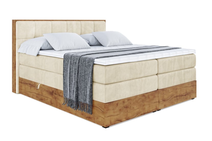 Łóżko kontynentalne z pojemnikiem i materacem H3|H4 LOLLI1 KING 120x200 cm 664536