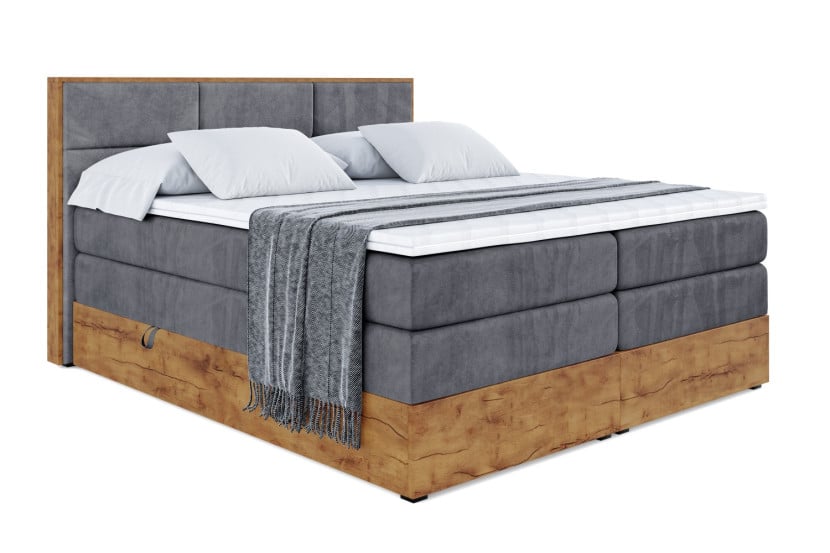 Łóżko kontynentalne z pojemnikiem i materacem H3|H4 LOLLI1 KING 200x200 cm 664457