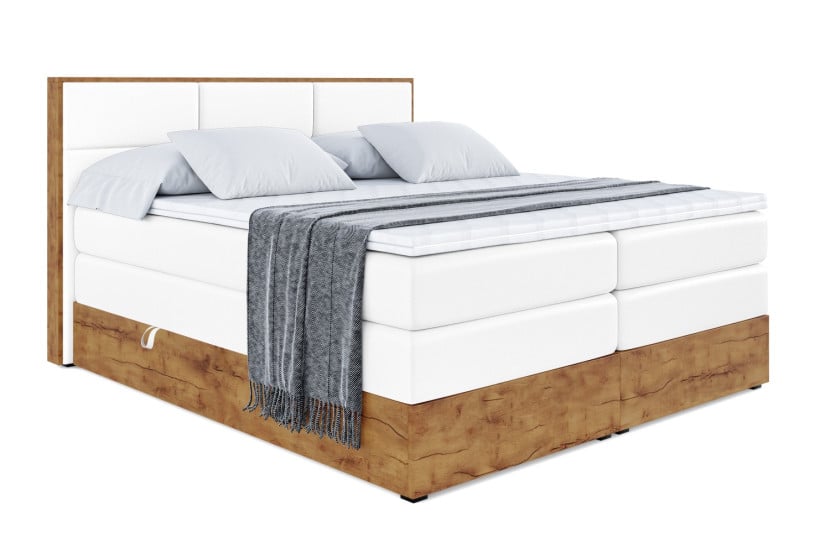 Łóżko kontynentalne z pojemnikiem i materacem H3|H4 LOLLI1 KING 200x200 cm 664557