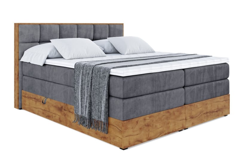 Łóżko kontynentalne z pojemnikiem i materacem H3|H4 LOLLI2 KING 160x200 cm 666124