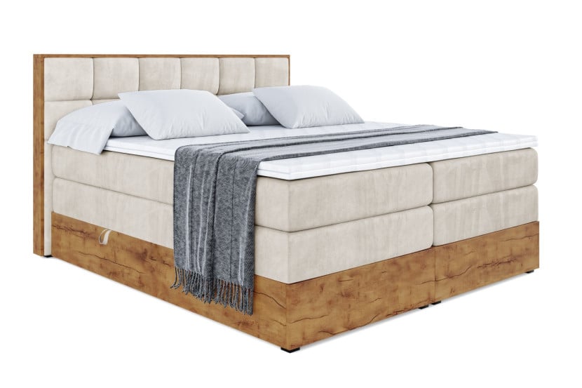 Łóżko kontynentalne z pojemnikiem i materacem H3|H4 LOLLI2 KING 160x200 cm 666164