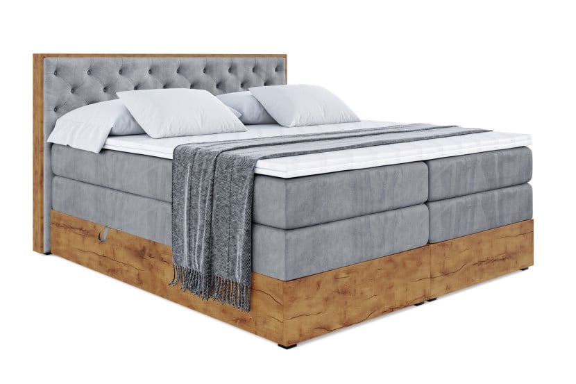 Łóżko kontynentalne z pojemnikiem i materacem H3|H4 LOLLI3 KING 200x200 cm 664232