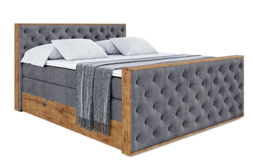 Łóżko kontynentalne z pojemnikiem i materacem H3|H4 LOLLI3-Z KING 200x200cm 654698
