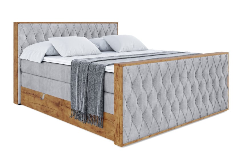 Łóżko kontynentalne z pojemnikiem i materacem H3|H4 LOLLI5-Z KING 200x200cm 654801