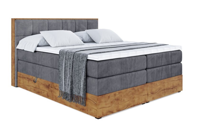 Łóżko kontynentalne z pojemnikiem i materacem H3|H4 LOLLI7 KING 140x200 cm 664511