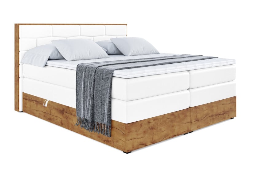 Łóżko kontynentalne z pojemnikiem i materacem H3|H4 LOLLI8 KING 140x200 cm 666106