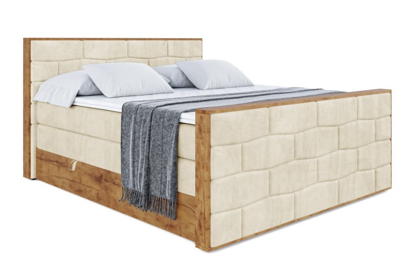 Łóżko kontynentalne z pojemnikiem i materacem H3|H4 LOLLI8-Z KING 120x200cm 654592