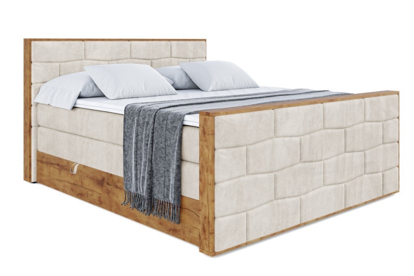 Łóżko kontynentalne z pojemnikiem i materacem H3|H4 LOLLI8-Z KING 140x200cm 654899