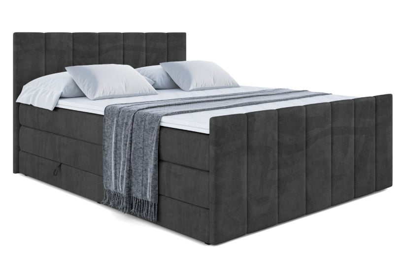 Łóżko kontynentalne z pojemnikiem i materacem H3|H4 MOETI-Z KING 200x200cm 235297