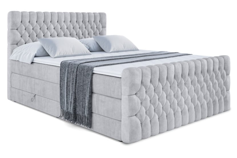 Łóżko kontynentalne z pojemnikiem i materacem H3|H4 SERENE-Z KING 140x200cm 654725