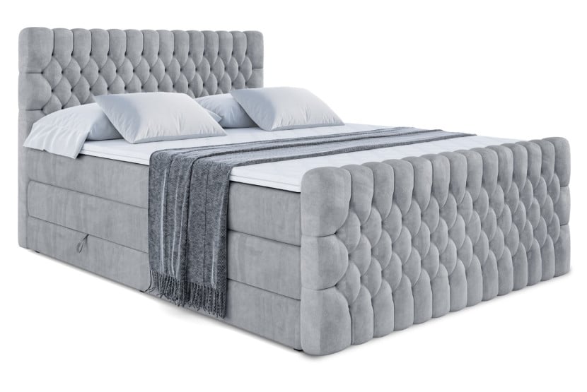 Łóżko kontynentalne z pojemnikiem i materacem H3|H4 SERENE-Z KING 160x200cm 654572