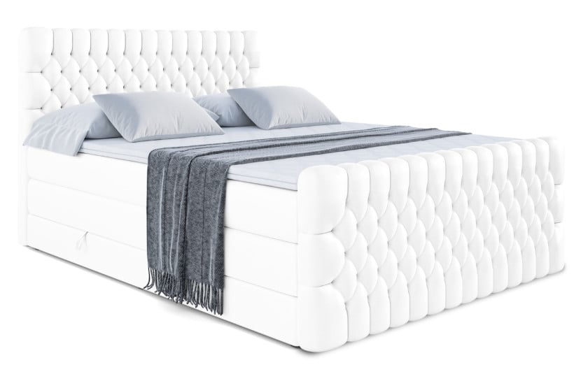 Łóżko kontynentalne z pojemnikiem i materacem H3|H4 SERENE-Z KING 180x200cm 655101