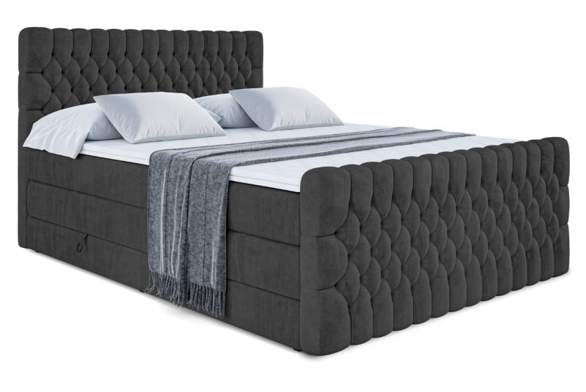 Łóżko kontynentalne z pojemnikiem i materacem H3|H4 SERENE-Z KING 180x200cm 655110
