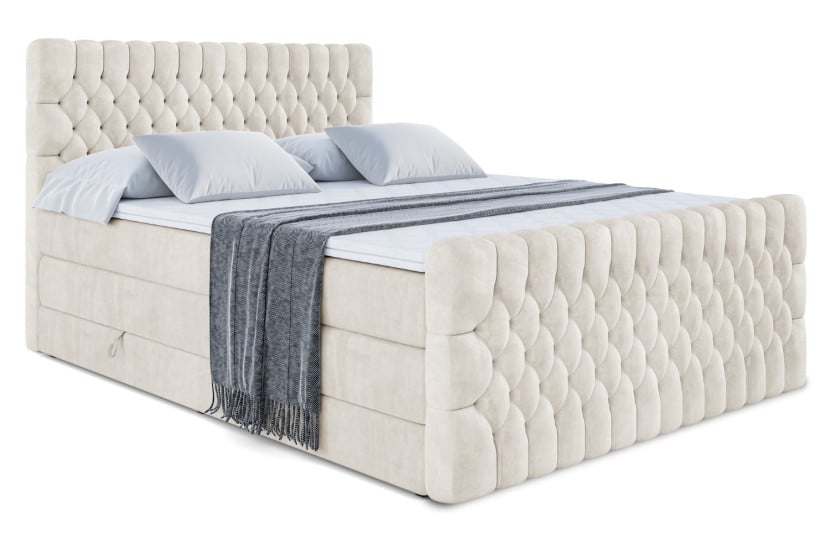 Łóżko kontynentalne z pojemnikiem i materacem H3|H4 SERENE-Z KING 200x200cm 654827