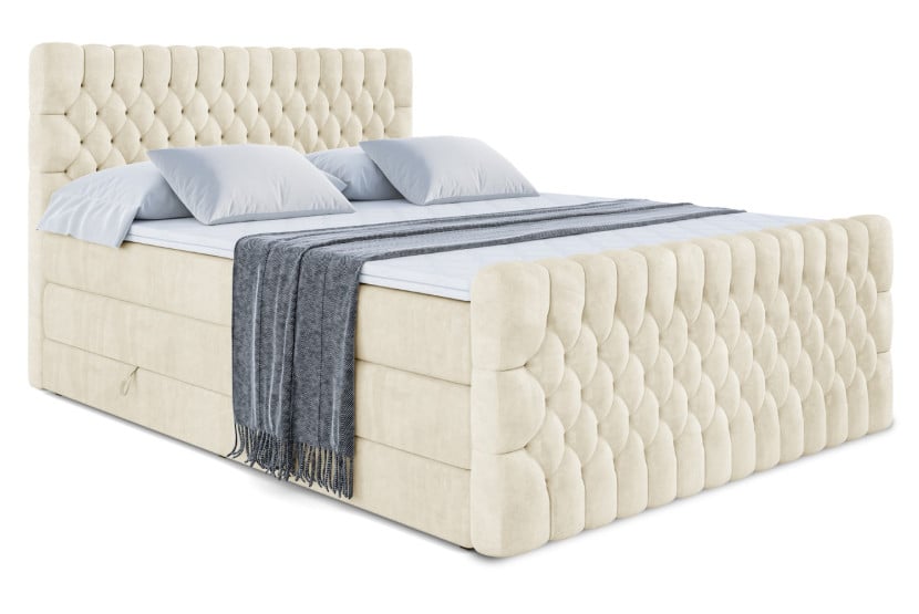 Łóżko kontynentalne z pojemnikiem i materacem H3|H4 SERENE-Z KING 200x200cm 654579