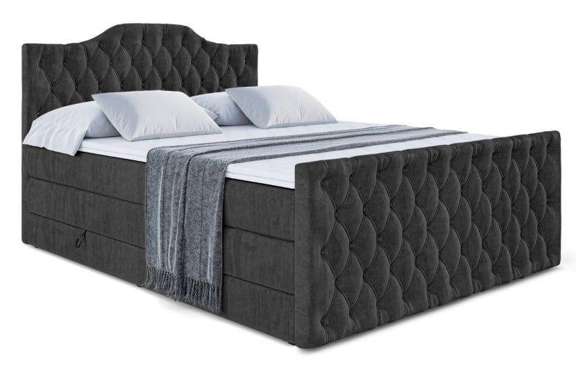 Łóżko kontynentalne z pojemnikiem i materacem H3|H4 VILA-1-Z KING 200x200cm 443727