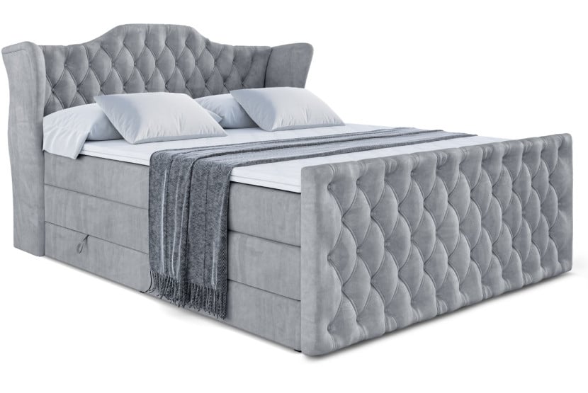 Łóżko kontynentalne z pojemnikiem i materacem H3|H4 VILA-Z KING 200x200cm 443726