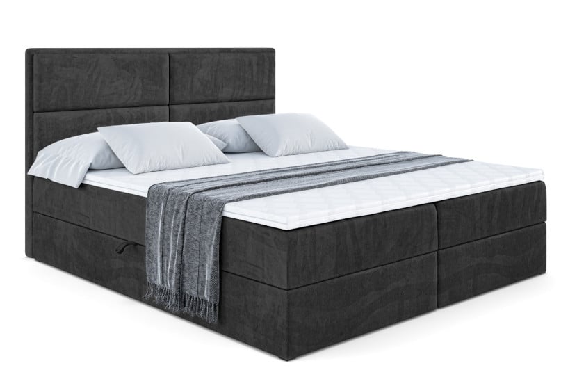 Łóżko kontynentalne z pojemnikiem i materacem H4 AURA - 200x200cm 129267