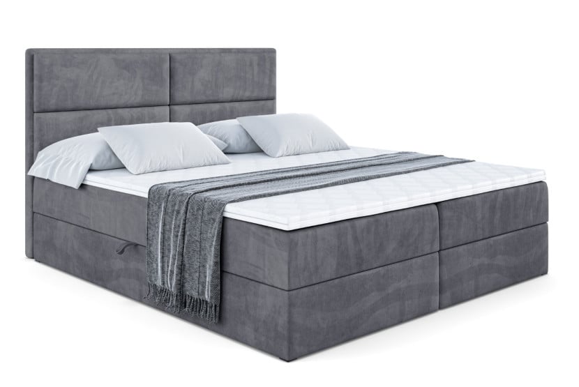 Łóżko kontynentalne z pojemnikiem i materacem H4 AURA - 200x200cm 129360