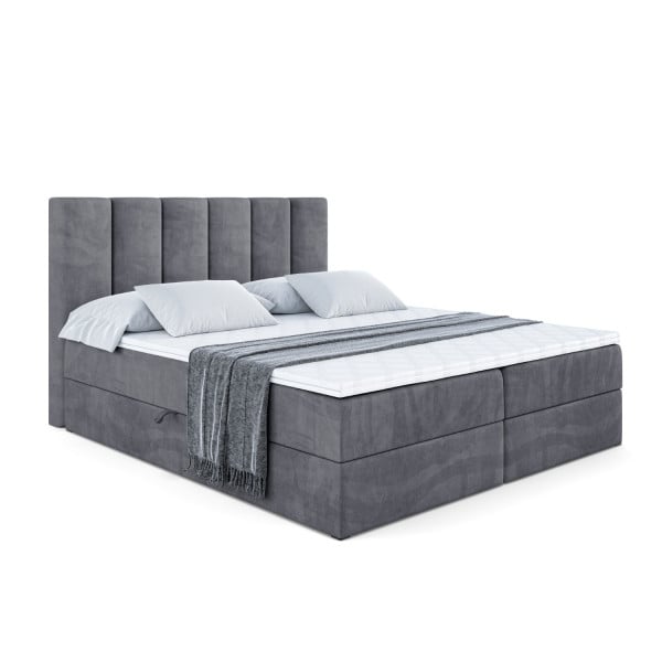 Łóżko kontynentalne z pojemnikiem i materacem H4 BOXI1 - 140 x 200 cm 128974
