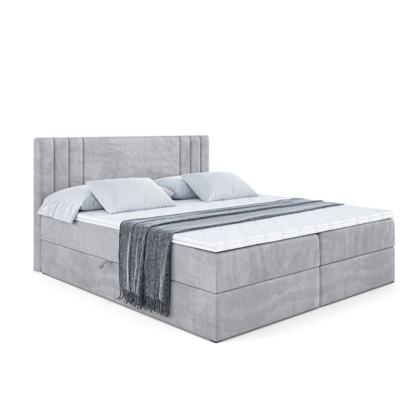 Łóżko kontynentalne z pojemnikiem i materacem H4 IDRIKO - 160 x 200 cm 128938
