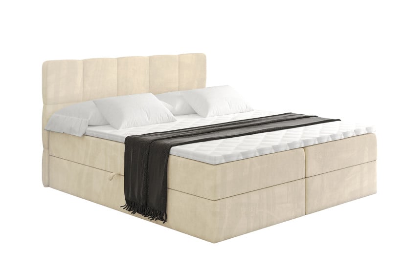 Łóżko kontynentalne z pojemnikiem i materacem H4 - LIRO - 160x200cm 526547