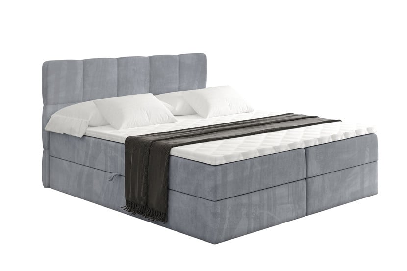 Łóżko kontynentalne z pojemnikiem i materacem H4 - LIRO - 160x200cm 526698