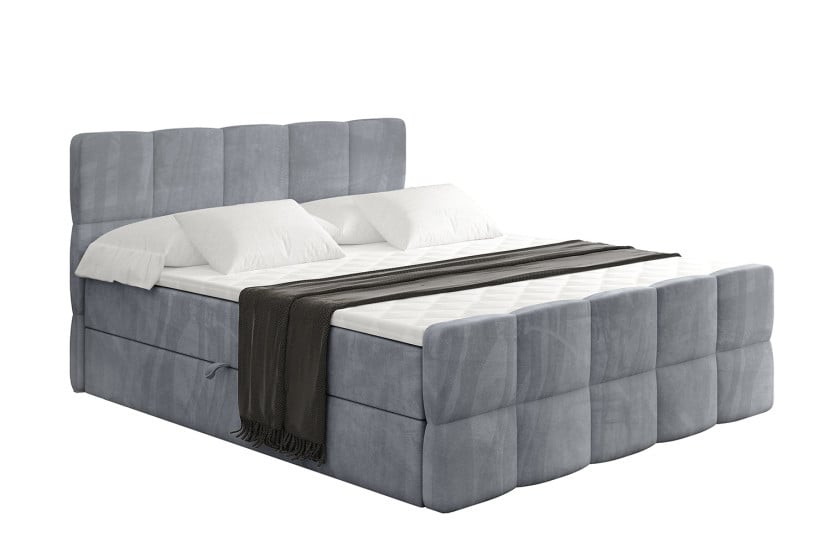 Łóżko kontynentalne z pojemnikiem i materacem H4 - LIRO-Z - 200x200 cm 526536