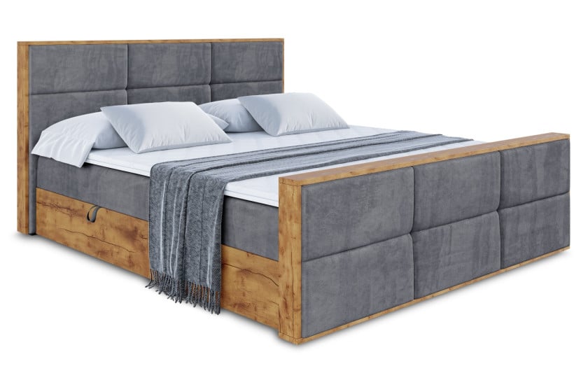 Łóżko kontynentalne z pojemnikiem i materacem H4 - LOLLI1-Z - 120x200 cm 666370