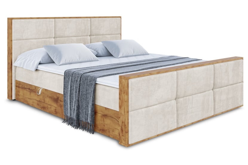 Łóżko kontynentalne z pojemnikiem i materacem H4 - LOLLI1-Z - 140x200 cm 665791