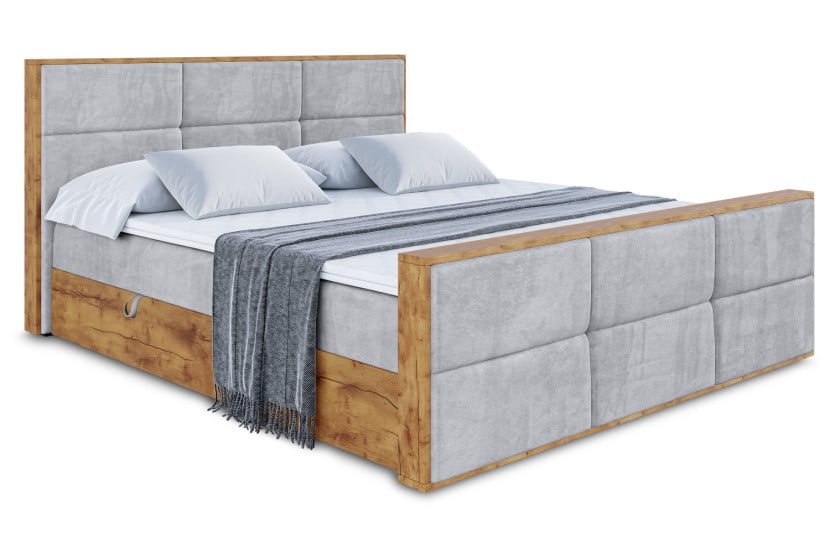 Łóżko kontynentalne z pojemnikiem i materacem H4 - LOLLI1-Z - 180x200 cm 665603