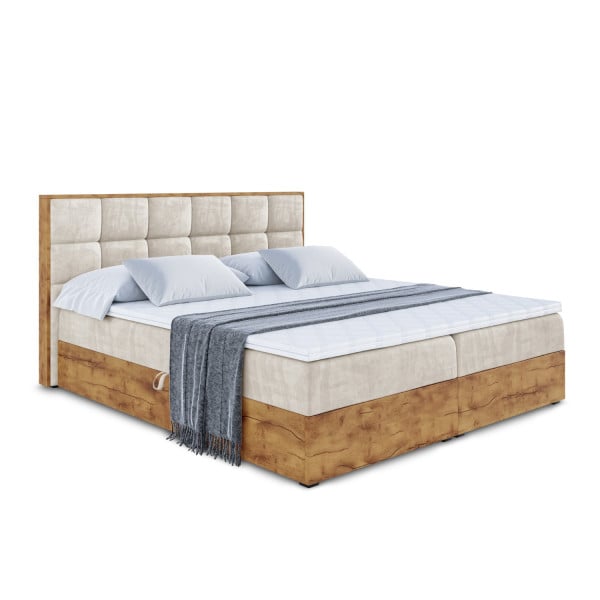 Łóżko kontynentalne z pojemnikiem i materacem H4 LOLLI2 - 200x200cm 129475