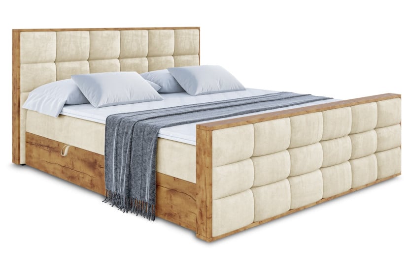 Łóżko kontynentalne z pojemnikiem i materacem H4 - LOLLI2-Z - 120x200 cm 665900