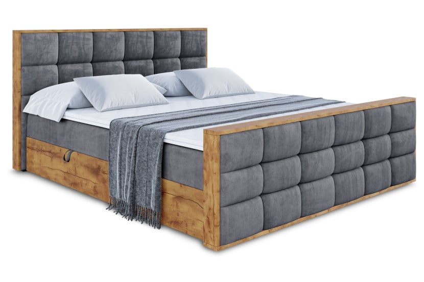 Łóżko kontynentalne z pojemnikiem i materacem H4 - LOLLI2-Z - 140x200 cm 665713