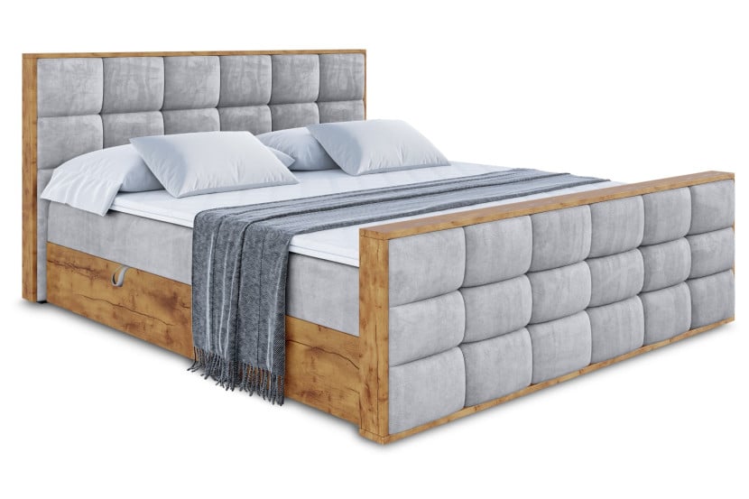 Łóżko kontynentalne z pojemnikiem i materacem H4 - LOLLI2-Z - 140x200 cm 665871
