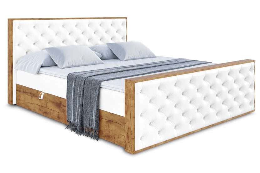 Łóżko kontynentalne z pojemnikiem i materacem H4 - LOLLI3-Z - 140x200 cm 666226