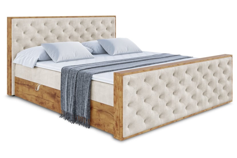 Łóżko kontynentalne z pojemnikiem i materacem H4 - LOLLI3-Z - 140x200 cm 666358