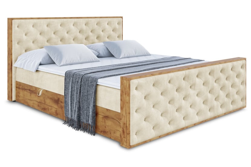 Łóżko kontynentalne z pojemnikiem i materacem H4 - LOLLI3-Z - 180x200 cm 666415