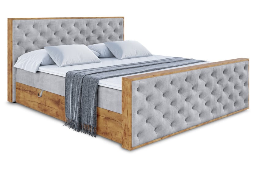 Łóżko kontynentalne z pojemnikiem i materacem H4 - LOLLI3-Z - 200x200 cm 666378