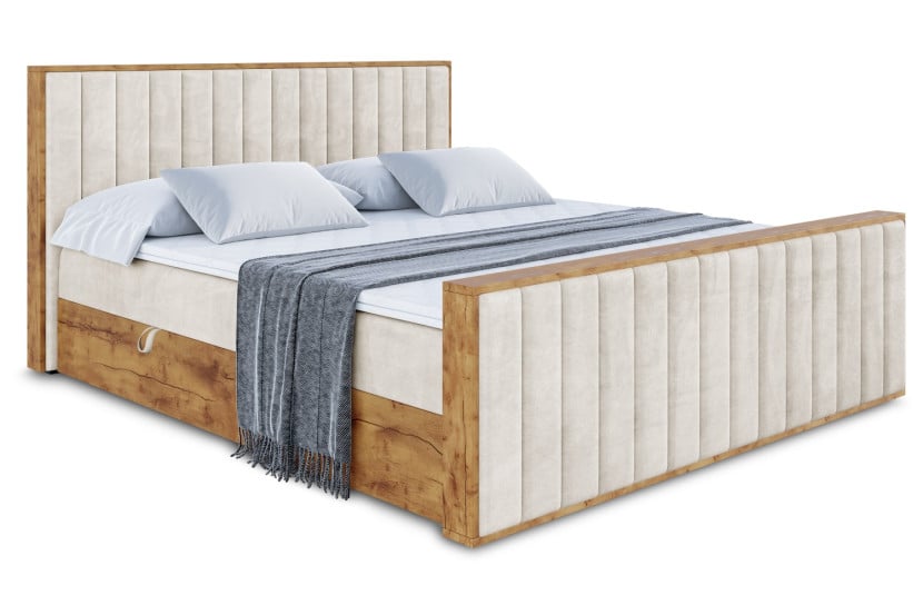 Łóżko kontynentalne z pojemnikiem i materacem H4 - LOLLI4-Z - 160x200 cm 666170